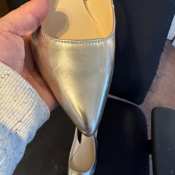 Women's Nine West Gold metallic pointy toe flat slingbacks size 7.5. NWT. - Picture 1 of 7